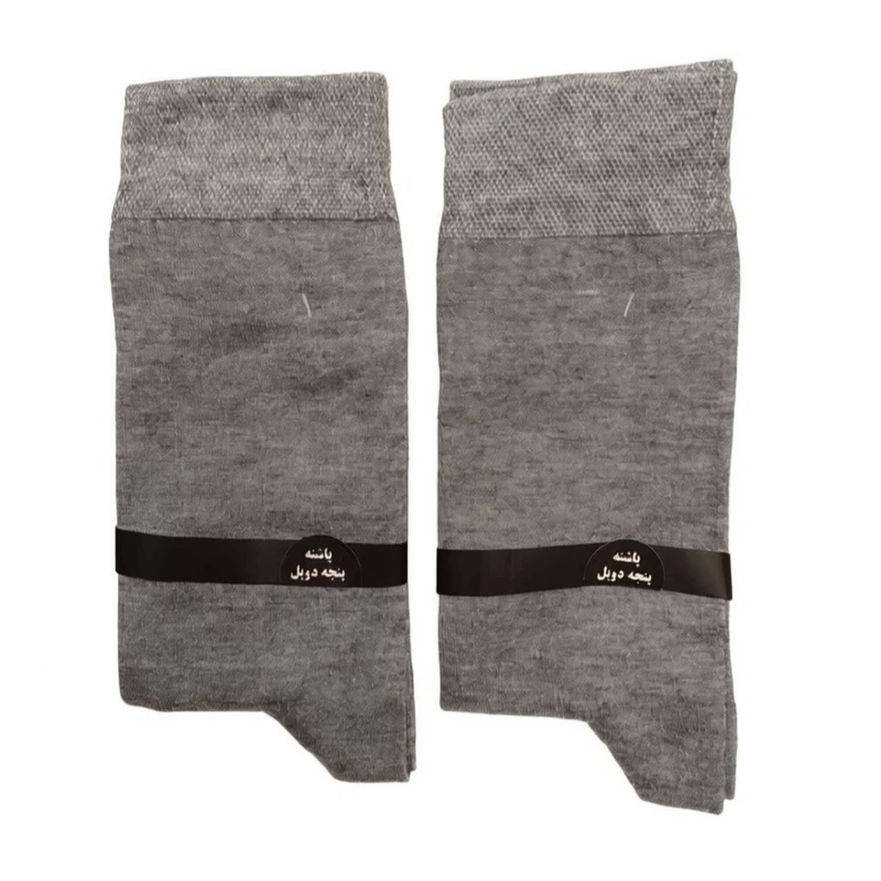 جوراب ساق بلند مردانه مدل پنجه پاشنه دوبل بافت بسته دو عددی