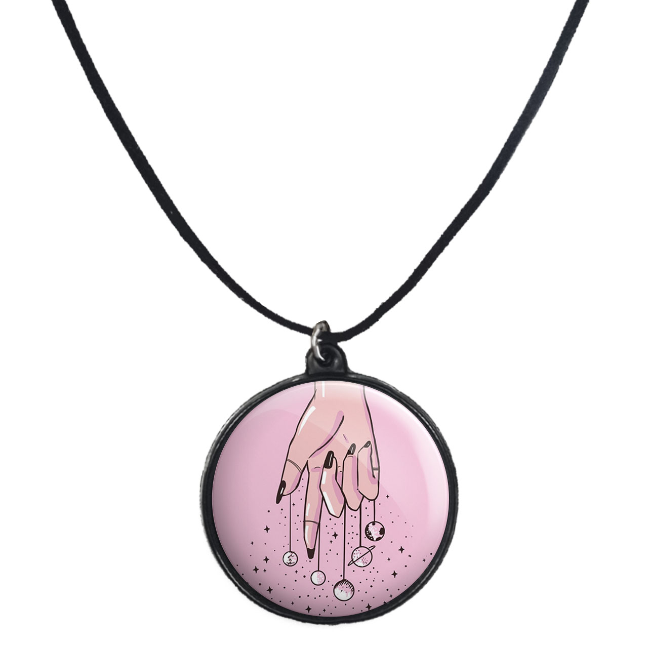 گردنبند پرمانه طرح سیاره ها کد pmb.25122 مدل دو طرفه