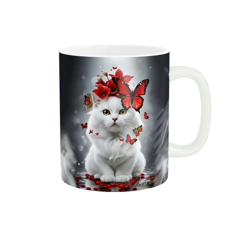 ماگ زیگورات مدل گربه و پروانه کد 1714