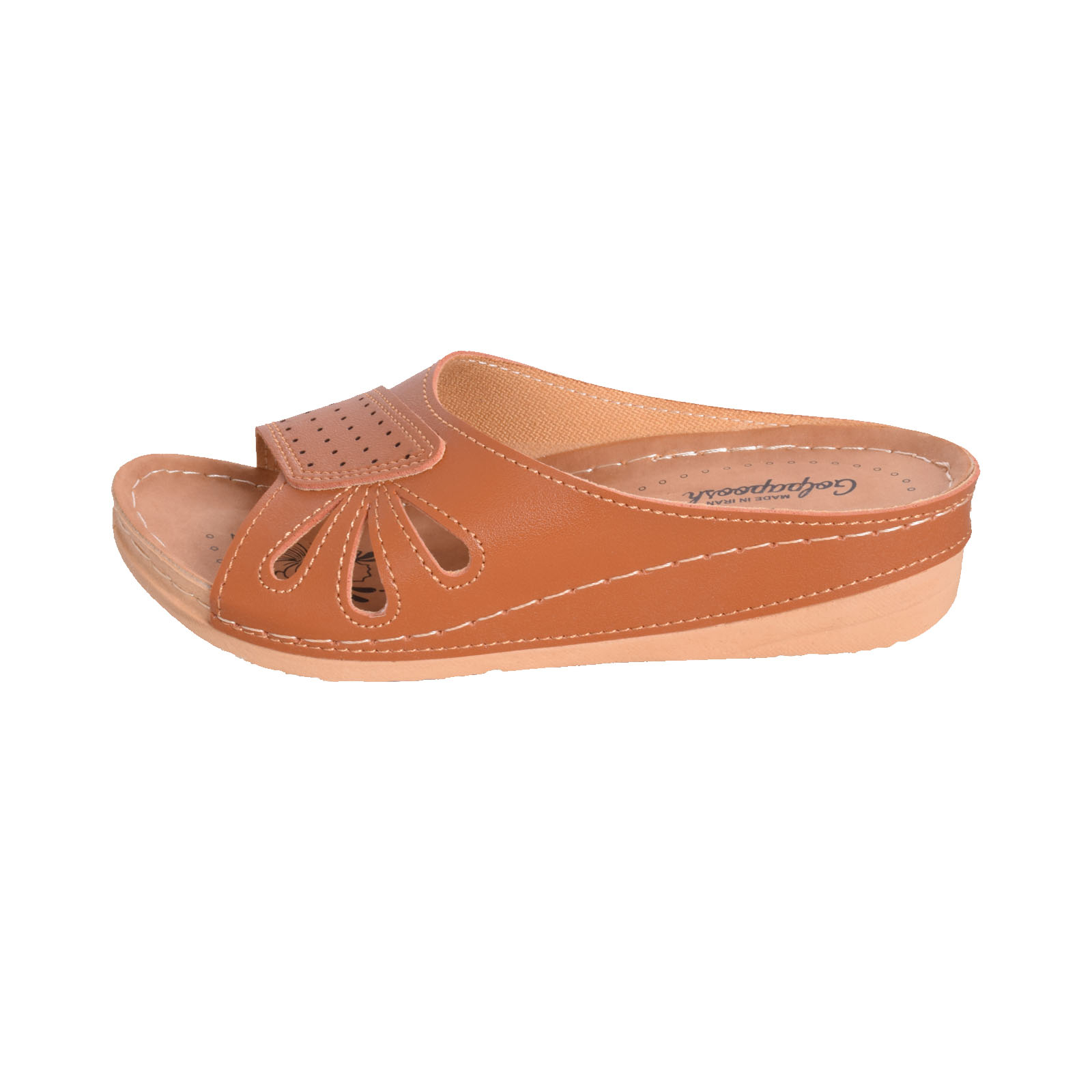 دمپایی زنانه گلپاپوش مدل فرناز رنگ عسلی