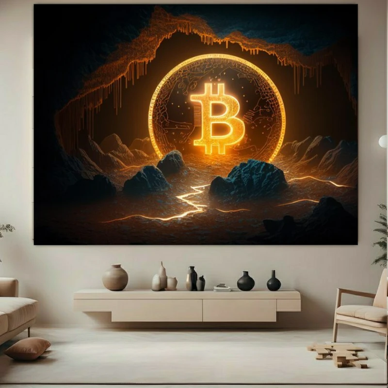 تابلو بوم طرح بیت کوین مدل ارز دیجیتال2 کد FP105080