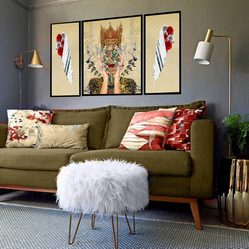 تابلو بکلیت طرح مدرن دیجیتال آرت مدل شاین اکلیلی B-2879 مجموعه 3 عددی