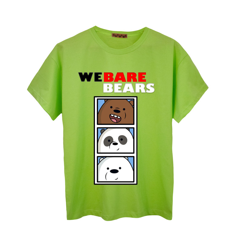 تی شرت آستین کوتاه زنانه مدل سه خرس 2 رنگ سبز 