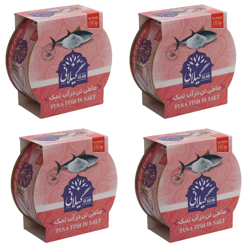 کنسرو ماهی تن در آب نمک گیلانی  -180 گرم بسته 4 عددی