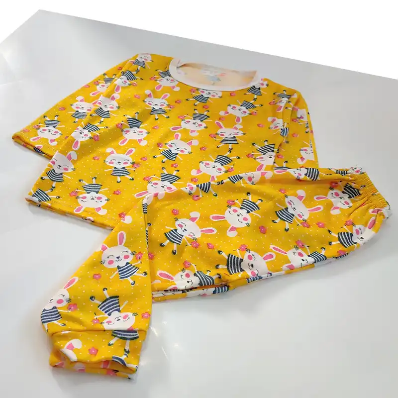 ست تی شرت و شلوار بچگانه مدل خرگوش کد 4002 رنگ زرد