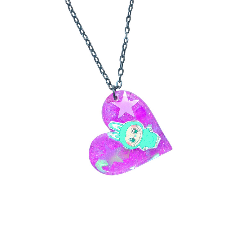 گردنبند دخترانه مدل قلبی لبوبو