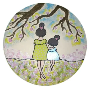 بشقاب دیوارکوب سفالی طرح مادرو دختر