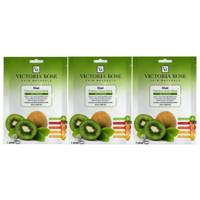 ماسک صورت ویکتوریا رز مدل عصاره کیوی حجم 25 میلی لیتر بسته 3 عددی
