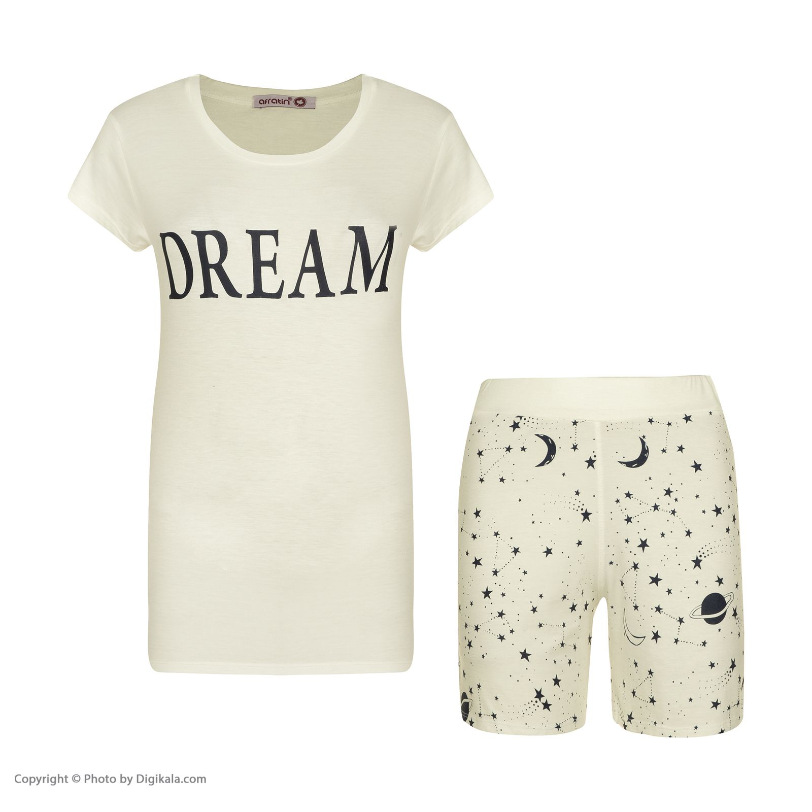 ست تی شرت و شلوارک زنانه افراتین مدل Dream کد 6558 رنگ شیری -  - 2