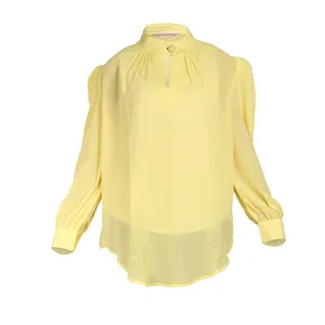 بلوز زنانه مدل  يقه چين دار دكمه اي