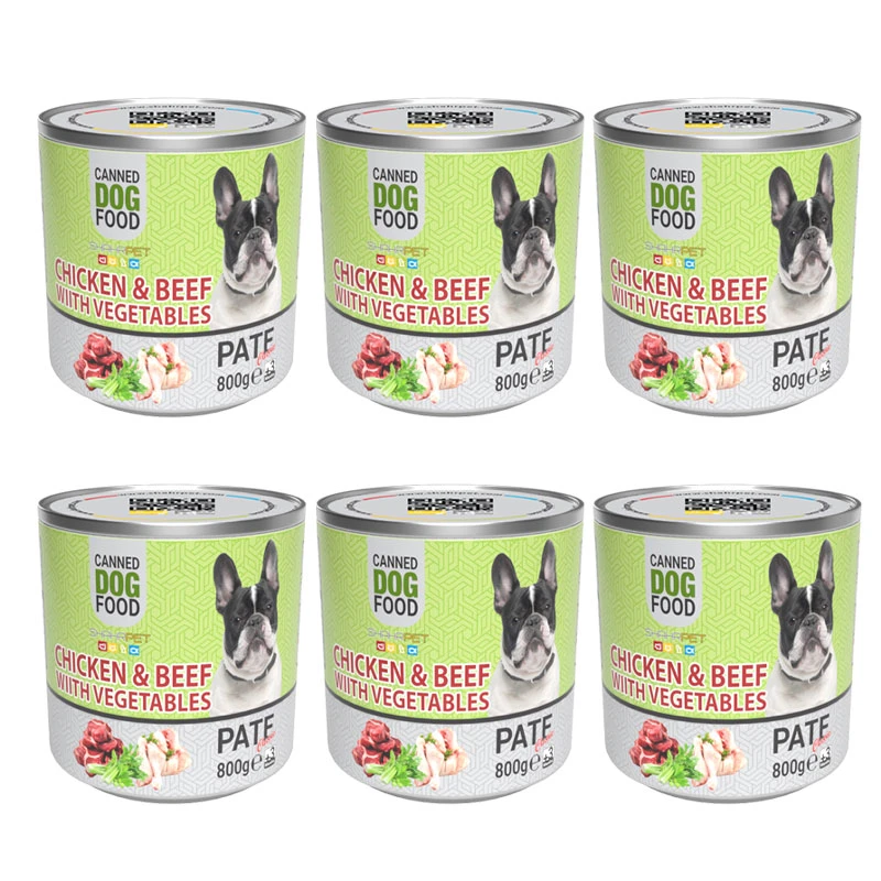 کنسرو سگ شهرپت مدل Chicken Beef With Vegetable وزن 800 گرم بسته 6 عددی