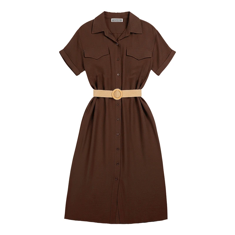 پیراهن یقه برگردان زنانه ام کی مدل L1401