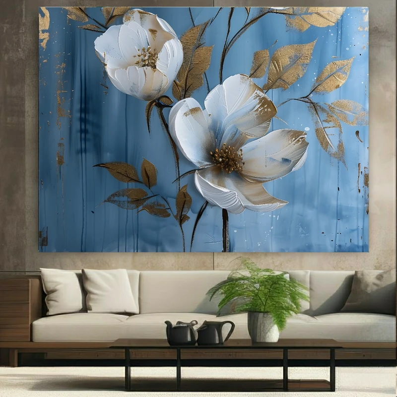 پوستر پارچه ای طرح مخمل گل سفید مدل شکوفایی کد FP105795