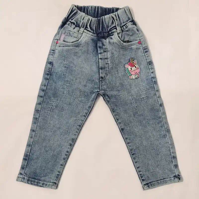 شلوار جین دخترانه مدل اسب تک شاخ 5075