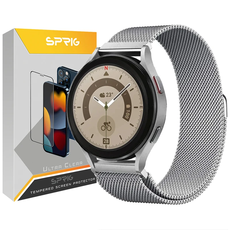 بند اسپریگ مدل Milanese مناسب برای ساعت هوشمند سامسونگ Galaxy Watch 5 Pro 45mm