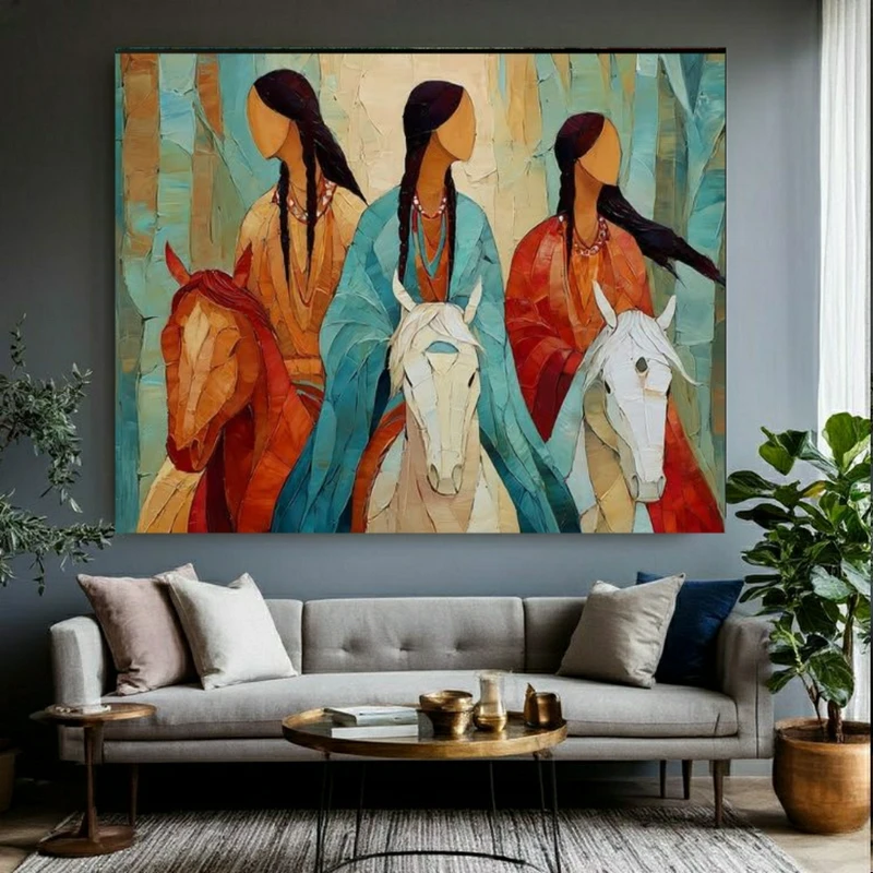 تابلو بوم طرح مخمل سوارکاران مدل بومی کد PY473