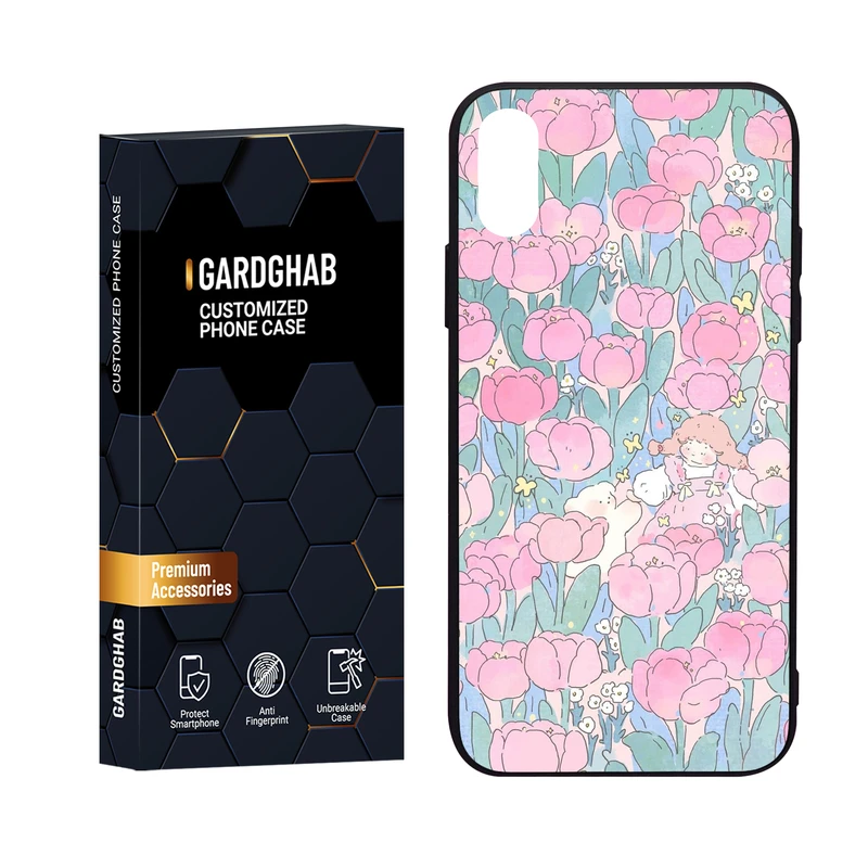 کاور گارد قاب مدل پشت گلس دخترانه مناسب برای گوشی موبایل اپل iPhone X/Xs 