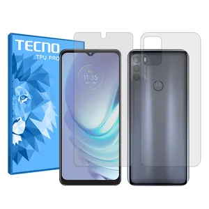 Tecno HyGEL model transparent screen protector suitable for Motorola Moto G50 mobile phone along with the back of the phone