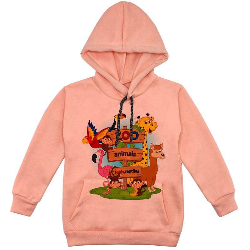 هودی پسرانه مدل باغ وحش F28 رنگ گلبهی