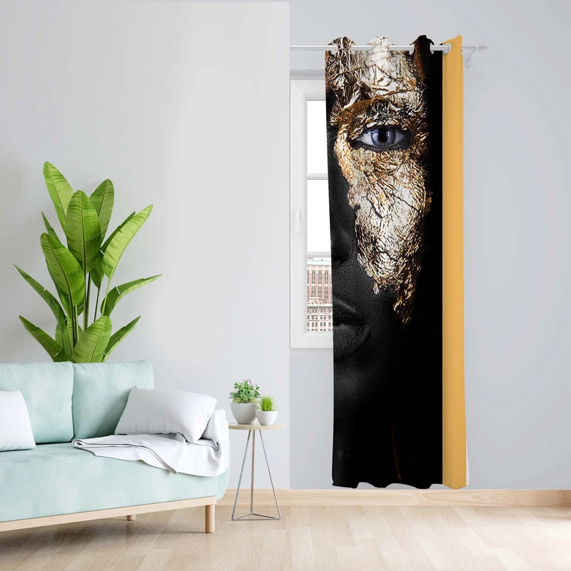 پرده طرح نیم رخ مدل مخمل پانچی کد 5185R z سایز 140x200 سانتی متر