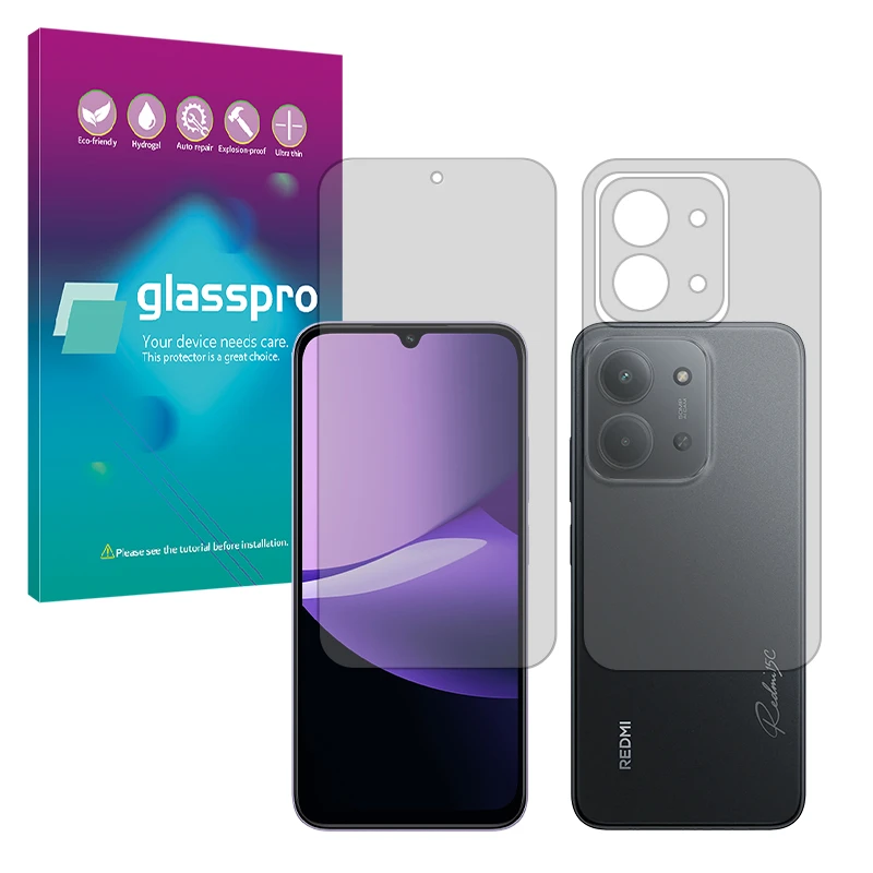 محافظ صفحه نمایش مات گلس پرو مدل Resistant مناسب برای گوشی موبایل شیائومی Redmi 15C 4G به همراه محافظ پشت گوشی