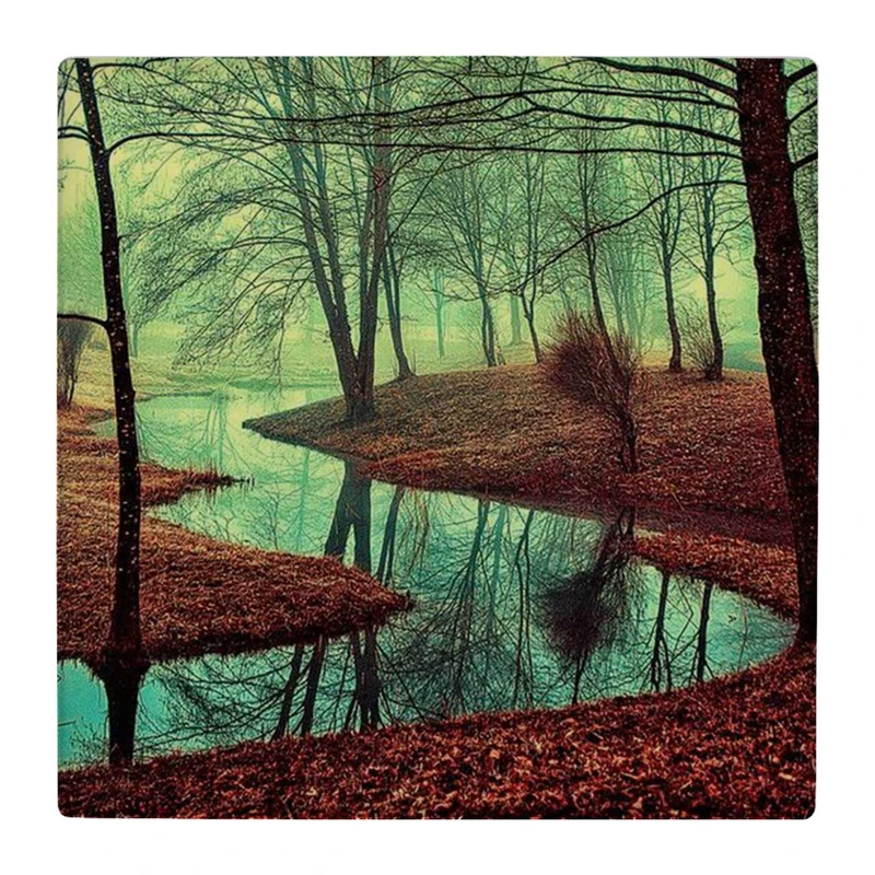  زیر لیوانی  طرح رودخانه و جنگل پاییزی کد    4862685_3811