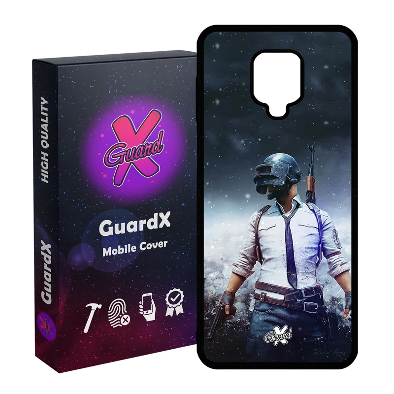 کاور گارد ایکس طرح Pubg مدل Glass10039 مناسب برای گوشی موبایل شیائومی Redmi Note 9S / Note 9 Pro / Note 9 Pro Max