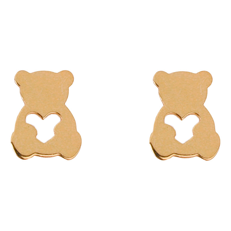 گوشواره میخی طلا 18 عیار زنانه گالری قو طلایی مدل خرس پو