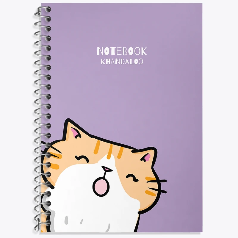 دفتر زبان 50 برگ خندالو مدل دو خط طرح گربه بامزه کد N1403
