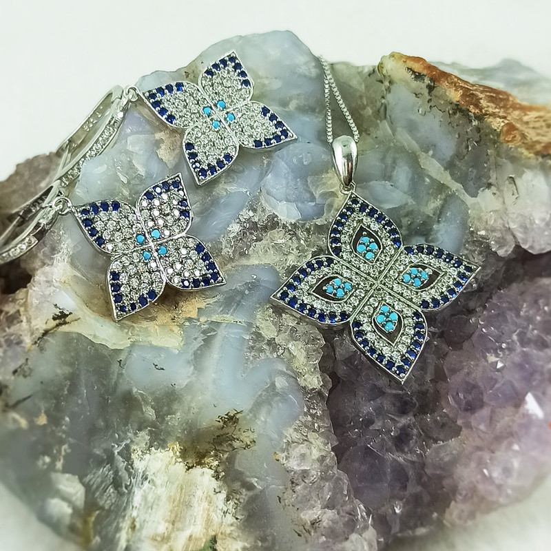 نیم ست نقره زنانه سلین کالا مدل گل کد pc1-1 نیم ست نقره زنانه سلین کالا مدل گل کد pc1-1