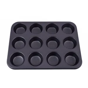 قالب شیرینی مدل مافین 12 خانه کف شیاردار تفلون