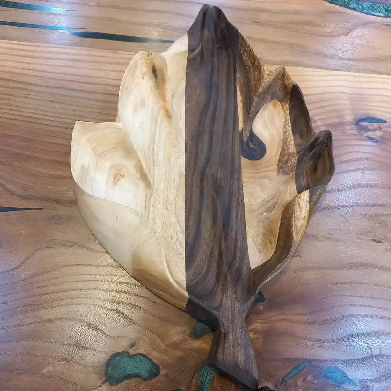 ظرف سرو چوبی گوراب چوب طرح دفرمه مدل روستیک کد AL4005