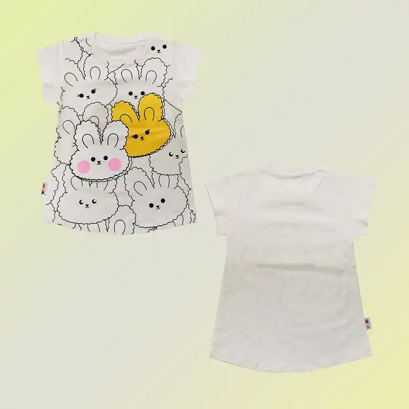 تی شرت آستین کوتاه دخترانه آیلین طرح خرگوش کد 150010