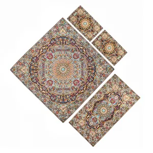 ست جهار تکه ترمه عدل کشمیر طرح باغ بهشت b4