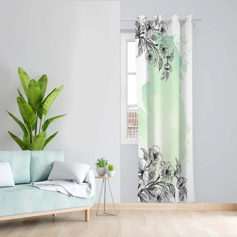 پرده طرح گل مدل مخمل پانچی کد 5414R z سایز 140x200 سانتی متر