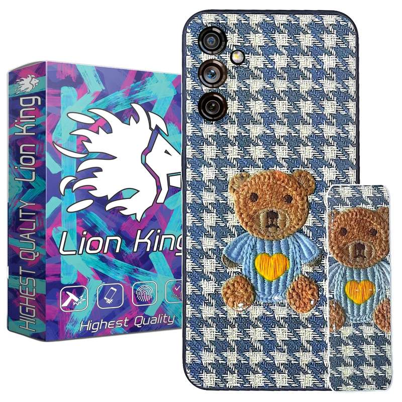 کاور لاین کینگ مدل پارچه ای 3D مناسب برای گوشی موبایل سامسونگ Galaxy A34 5G به همراه پایه نگهدارنده