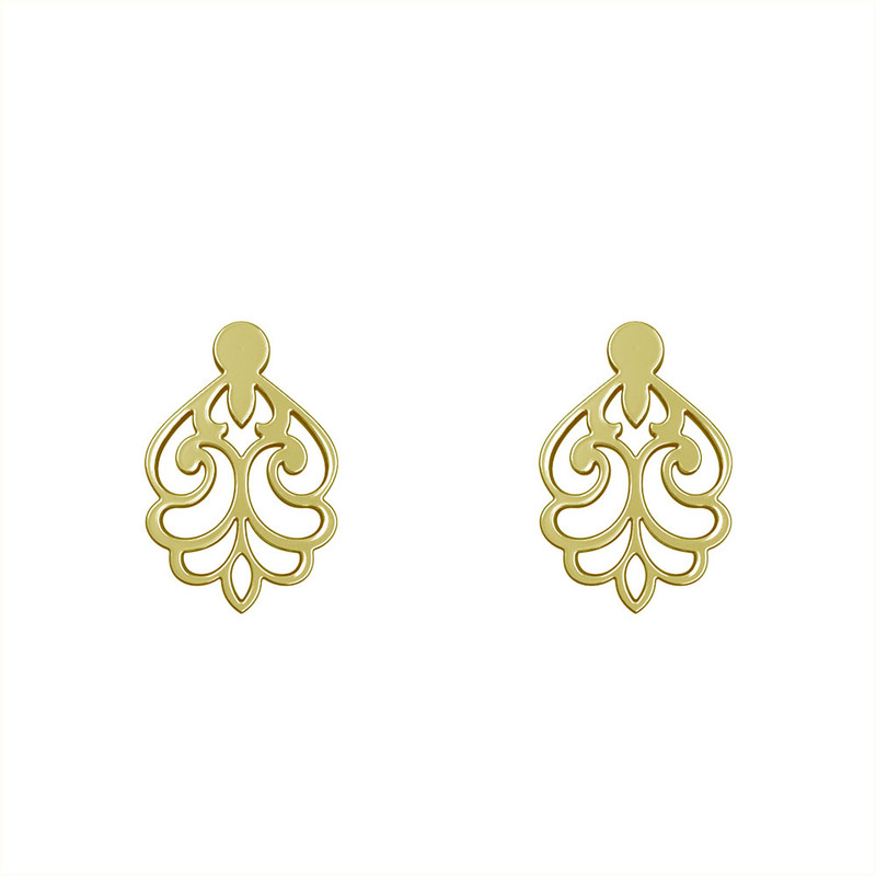 گوشواره طلا 18 عیار زنانه مدوپد مدل اسلیمی کد GA1-15255