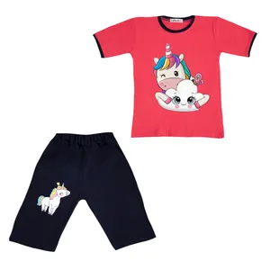 ست تی شرت و شلوارک دخترانه مدل یونیکورن