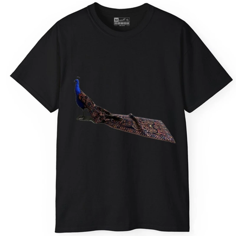 تی‌شرت آستین کوتاه مردانه پاد آفرین مدل پرنده طاووس فرش ایرانی کد 1593
