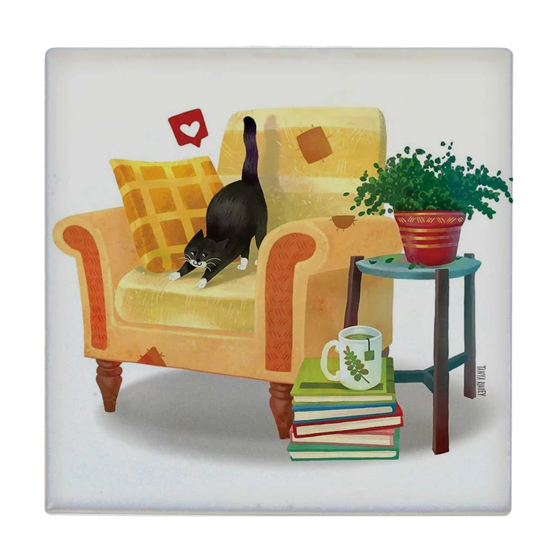  زیر لیوانی  طرح مبل راحتی و گربه کد    6421837_5988