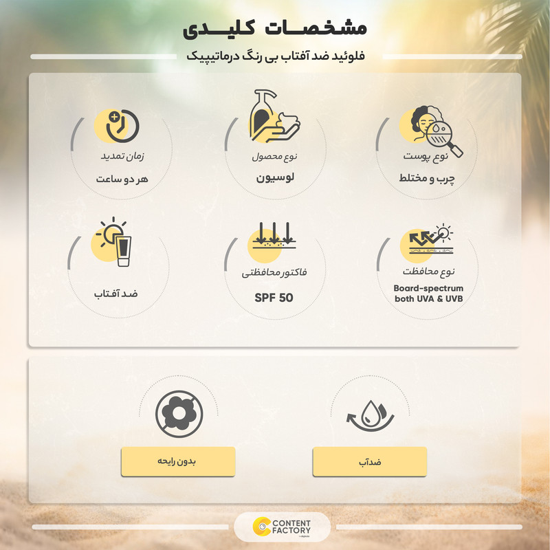 فلوئید ضد آفتاب بی رنگ درماتیپیک SPF50 مدل Fluid mat مناسب پوست های چرب و مختلط حجم 40 میلی لیتر فلوئید ضد آفتاب بی رنگ درماتیپیک SPF50 مدل Fluid mat مناسب پوست های چرب و مختلط حجم 40 میلی لیتر