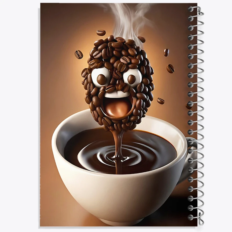 دفتر ژورنال نویسی 50 برگ خندالو مدل نقطه ای طرح فنجان قهوه کد F6830