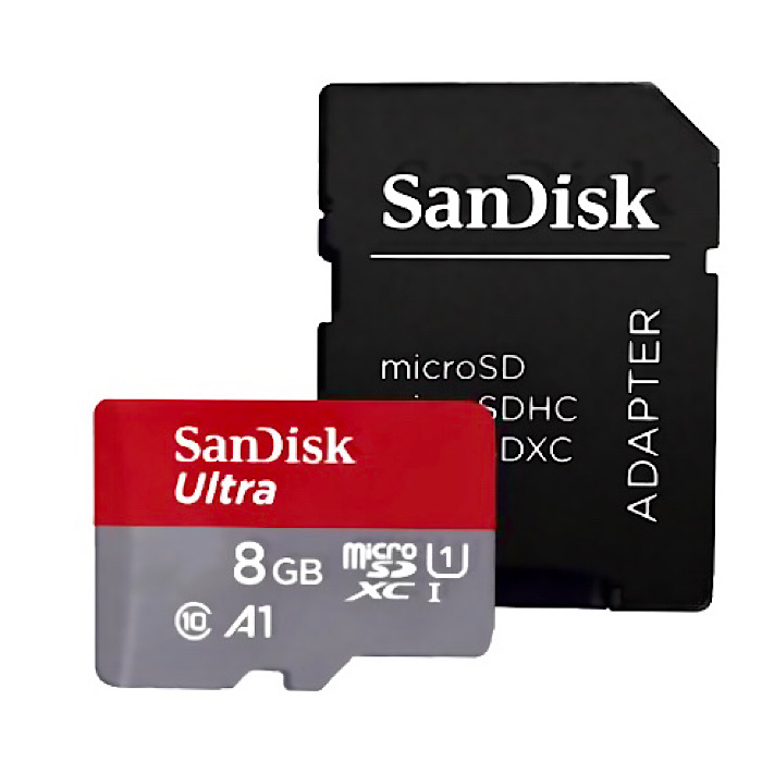 تصویر کارت حافظه microSDXC سن ديسك مدل Ultra کلاس 10 استاندارد UHS-I U3 سرعت 48MBpsظرفیت 8 گیگابایت به همراه آداپتور SD