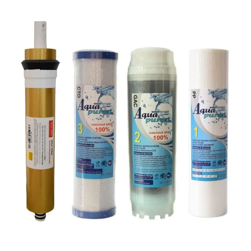  فیلتر دستگاه تصفیه کننده آب آکوا پیورست مدل RO-GOLD04 مجموعه 3 عددی به همراه فیلتر ممبران گلد تورای کد 75G