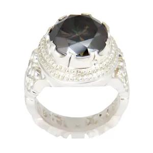 انگشتر نقره مردانه بازرگانی میلادی مدل الکساندریت تراش جواهری رکاب دستساز ارره کاری کد AM_2341