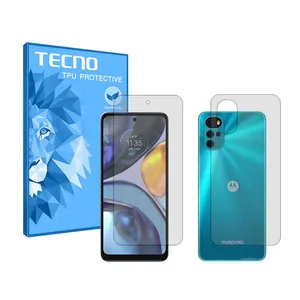 Tecno HyGEL model transparent screen protector suitable for Motorola Moto G22 mobile phone along with the back of the phone