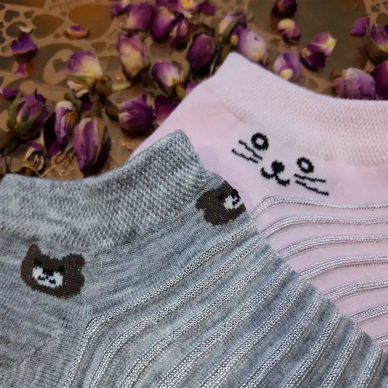 جوراب ساق کوتاه زنانه لنتر مدل شیشه ای کد RING مجموعه 4 عددی