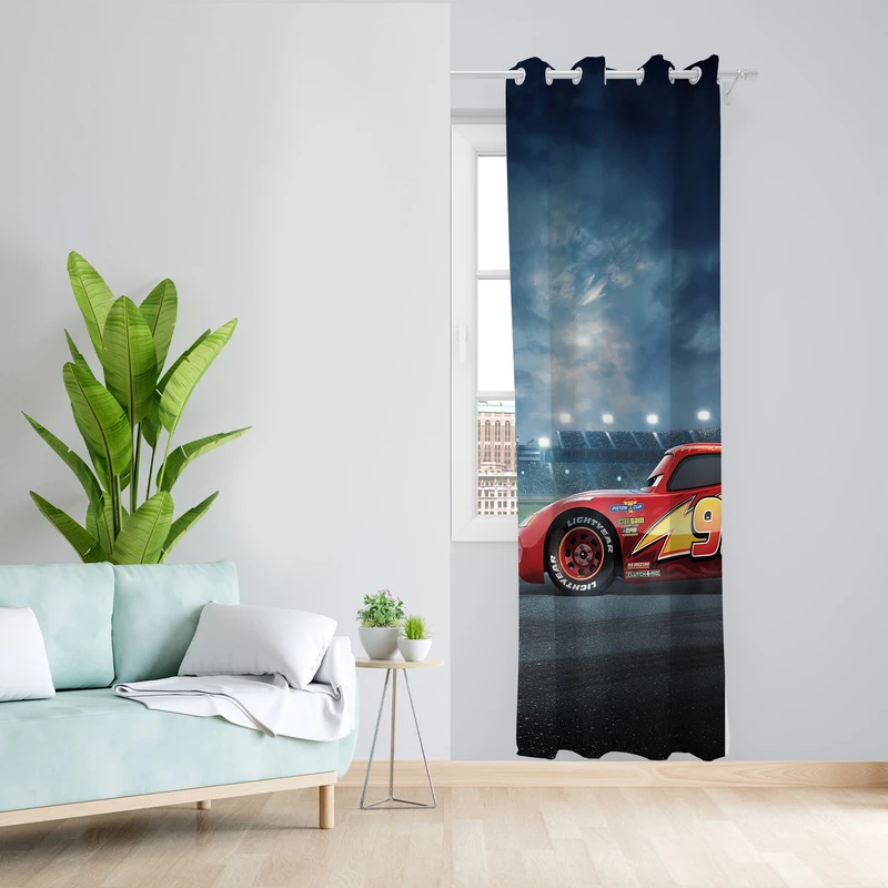 پرده طرح ماشین مدل مخمل پانچی کد L 948 Z سایز 140x200 سانتی متر