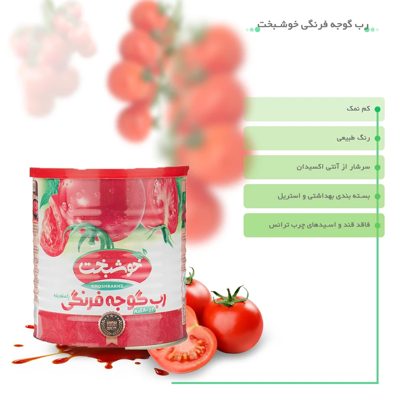 رب گوجه فرنگی خوشبخت مقدار 800 گرم عکس شماره 2