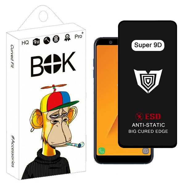 محافظ صفحه نمایش بوک مدل Super 9D Pro مناسب برای گوشی موبایل سامسونگ galaxy a6 plus / j6 plus